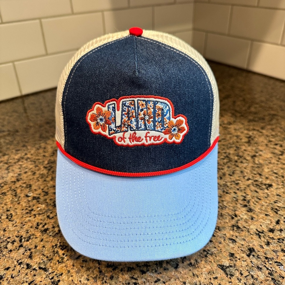 Land of the Free Patriotic Trucker Hat Snapback Celebrate USA Flag Cap OSFM